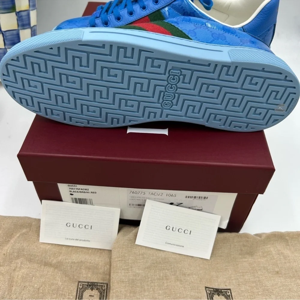 Men’s Gucci ace Crystal canvas low top sneakers size 7, fits 8US made in Italy